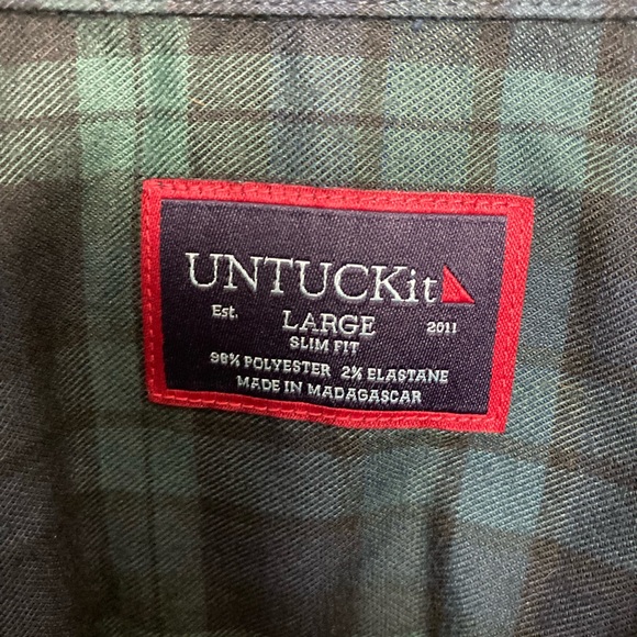 UNTUCKit blue/green plaid “Vittorio” long sleeve button down shirt. Large - Picture 5 of 6